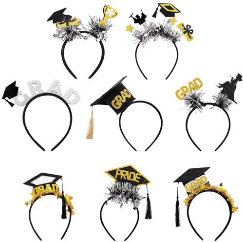 Examenmössa Hårband,Filtmössa För Fotografering | 8 Stycken Återanvändbara Glitterhårband För Festfoton Scenframträdanden Skolavslutning Universitet
