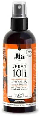 Jia Paris – Spray 10-en-1 Multiprotect 150ml – Cheveux ondulés, bouclés, frisés & crépus – Hydratant, démêlant, thermo-protecteur, anti-UV & anti-frisottis – Soin sans rinçage, vegan, naturel