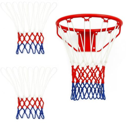 2 reti da basket, rete di ricambio professionale per canestro da basket, rete di ricambio con 12 passanti, resistente alle intemperie, durevole rete da basket N per cesti esterni e interni