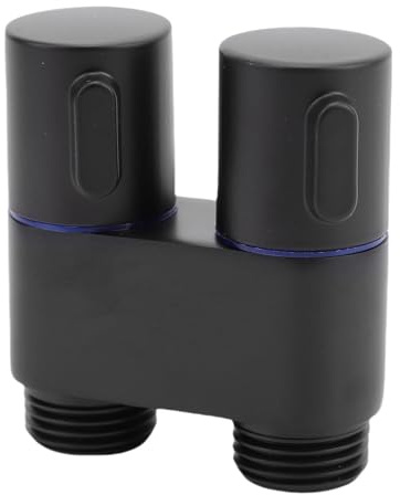 Ejoyous Válvula de ángulo de 1 Entrada y 2 Salidas, Válvula de ángulo de Control Doble de Cobre con Rosca Macho G1/2 para Uso en Baños y Cocinas (BLACK)