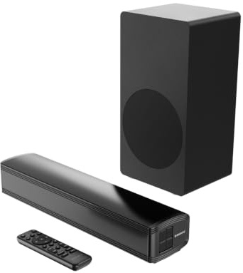 Oakcastle SB40 Xtra 2.1 Barra de Sonido TV con Subwoofer Cableado de 90 W | Barra de Sonido Bluetooth 5.4 con HDMI ARC, Óptica, AUX y USB | Montaje en Pared Sound Bar | Soundbar para TV