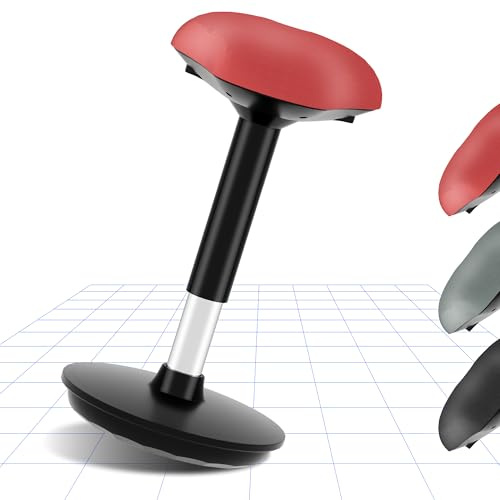 FLEXISPOT Taburete oscilante para Mantenerse Activo, Silla de Oficina para fomentar el Movimiento, Asiento Ajustable en Altura para un Trabajo cómodo o de pie, Taburete Rojo