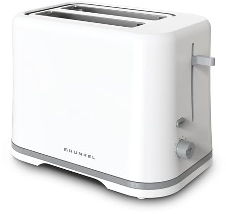 Grunkel - Tostadora extra ancha 3,9cm. Cuenta con 7 niveles de tostado, bandeja recogemigas y recogecable - 980W - Blanco (DOBLE)