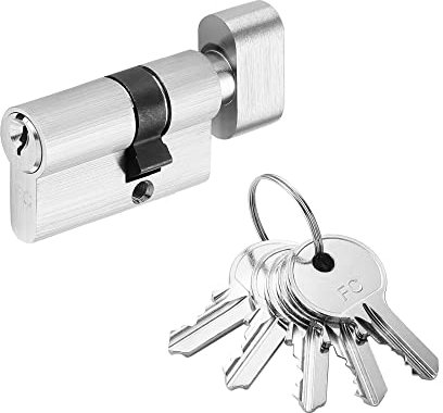 ck-türbeschläge Knaufzylinder inkl. 5 Schlüssel | Edelstahloptik | Für Glastürschlösser (15K/25 (einwärts))