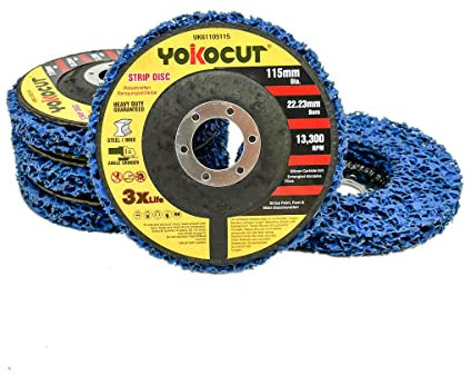 YOKOCUT 5PCS Strip Discs Stripping Wheel 115mm 4.5inch Durable Poly Paint Removal Disc For Angle Grinder Clean and Remove Paint Coating Rust Welds Oxidation