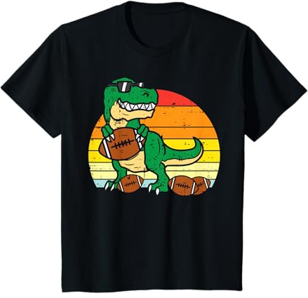 Kids American Football Trex Retro Dinosaur Boys Kids Toddlers T-Shirt