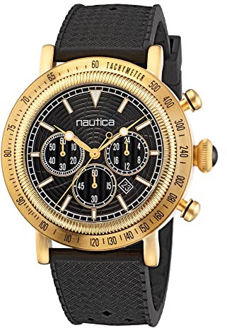Nautica Spettacolae Reissue Reloj de silicona negro para hombre (Modelo: NAPSPF201), Negro