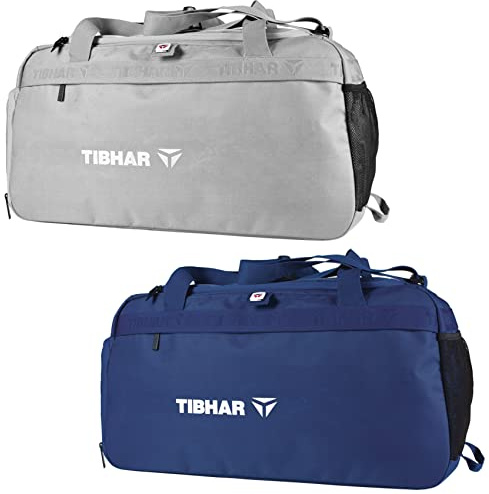Tibhar Tischtennis Tasche Hong-Kong mit Seitentaschen | Tischtennis Sporttasche | Trainings-Tasche | Reisetasche | grau | Marine (grau)
