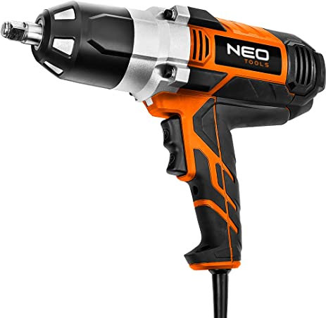 NEO TOOLS Llave de impacto eléctrica de 1020 W, 950 Nm, par máximo 950 Nm, potencia 1020 W, forro de 1/2, velocidad de rotación 2600 rpm, incluye 4 llaves de vaso 17, 19, 21, 22 mm