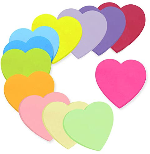 12 Farben Farbige Haftnotizen, Haftnotizen Klebezettel, Farbig Runden Notizblöck Super Sticky Notes für Büro Zuhause Schule Sitzung (Liebe+600 Blatt+70 * 70mm)