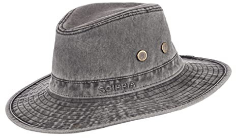 SCIPPIS Sonora Baumwollhut, Sonnenhut, Regenhut, Anglerhut, Freizeithut (as3, Alpha, l, x_l, schwarz)