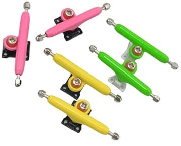 LEEFAI 3 Sets pf Pro Fingerboard Trucks (Achsen) 34mm G1 Inverted Style- Pro Mini Finger Skateboard Truck with Single Axles Without Pivot Cups (Pink+Yellow+Green)