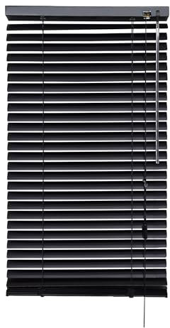 iYueMps Stores vénitiens en aluminium noir de 60 x 130 cm pour fenêtre à clipser ou tourbillonner, solides, découpables, faciles à installer, pour bureau, salle de bain, chambre, salon, cuisine