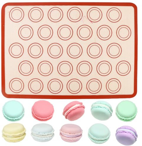 ZKGYUS 1 Pezzi Tappetini da Forno in Silicone per Macaron, Tappetino Professionale da Forno Antiaderente, Tappetino Silicone per Amaretti, Pasticceria e Biscotti (42 x 29,5cm)