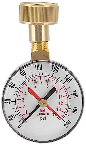Universal Water Pressure Test Gauge Water Pressure Gauge Aluminum Alloy Iron 0 to 200Psi Universal Water Pressure Test Gauge with 3/4 Female Hose Thread for Replacement