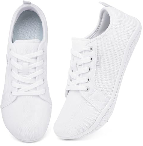 Geweo Barefoot Zapatillas Trail Minimalistas Running Hombres Mujer Zapatos Parkour Senderismo Unisex Adulto Exterior Interior Descalzos Antideslizantes Transpirables Blanco 37EU