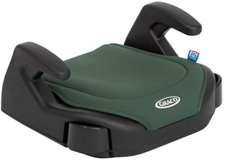 Graco Booster Basic R129 Backless Booster Car Seat, Lightweight at only 1.4kg, Suitable from Approx. 7 to 12 Years (135-150cm), Hunter Fashion