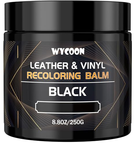 WYCOON Kit Riparazione Pelle Nero - Tintura Liquida, Vernice e Crema Colorante per Divani, Mobili, Sedili Auto, Scarpe, Giacca| Ripristina Pelle Graffiata e Sbiadita
