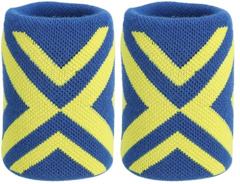 PATIKIL Muñequeras Deportivas para Hombre Y Mujer, 2 Pcs Banda De Muñeca Transpirable para Tenis Absorbente para Baloncesto Fútbol Béisbol Gimnasio Correr, Amarillo/Azul