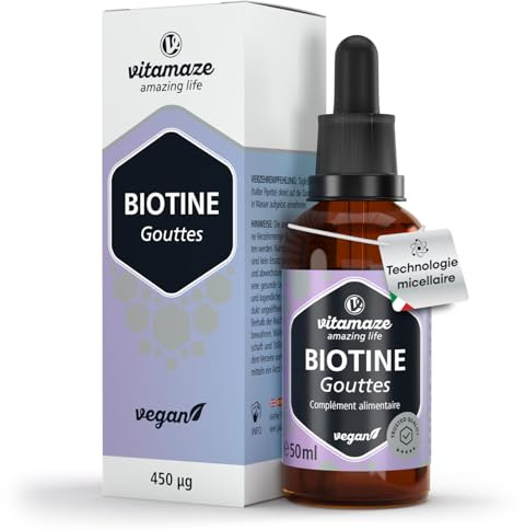 Gotas de Biotina con Tecnología EMULDROP para máxima absorción 100 dias (50ml) Sublinguales Veganas para Cabello Piel y Uñas Sin Conservantes