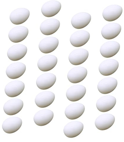 ifundom 28pcs Solid Fake Pigeon Eggs DIY Decorative Artificial Bird Eggs for Hatching Induced Breeding Carrier Pigeons Recyclable Craft Use