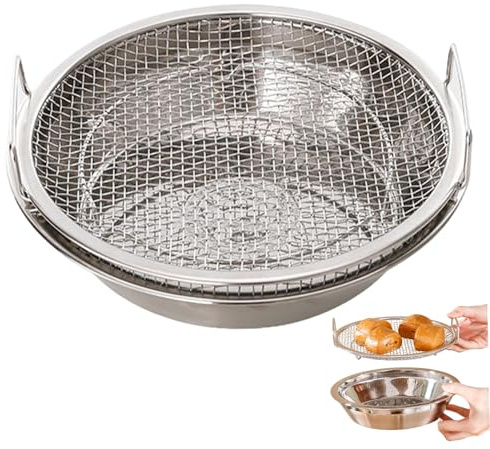 Colador de acero inoxidable, coladores para freír y escurrir de 8 pulgadas para cocina, rejilla para freidora de aire de malla, cesta para freír de acero inoxidable