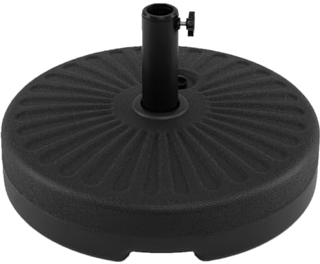 COSTWAY Base para Sombrilla Redonda, Rellenable con Agua o Arena, 27 kg, Soporte para Sombrilla con 2 Acopladores, Pie de Parasol para Jardín, Piscina y Patio, Compatible con Poste hasta 38 y 48 mm