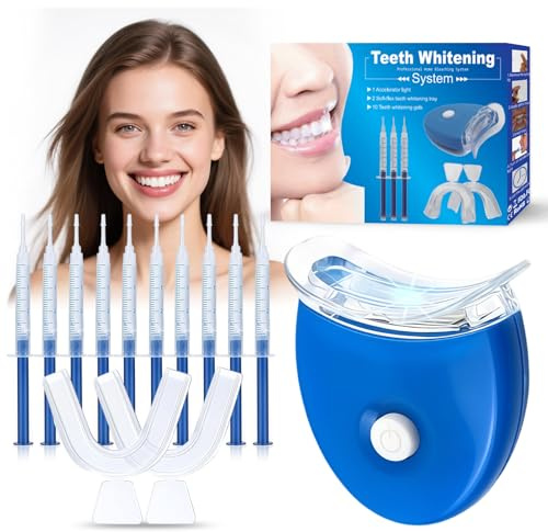 Kit Blanqueador Dental Profesional, 10 Geles Blanqueadores, Incluye Bandeja Bucal y Caja, Efecto Rápido para Dentes Manchados y Amarillos, Cuidado Bucal Estético
