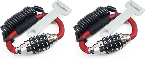 RADIKAL RK540R Cadenas Casque Moto Mousqueton Antivol, Serrure à Combinaison, Adaptateur T Boucle, Câble Sécurité Anti Vol a Code, Universel Vélo Électrique, Bagages, Attache Sac à Dos, Multifonction