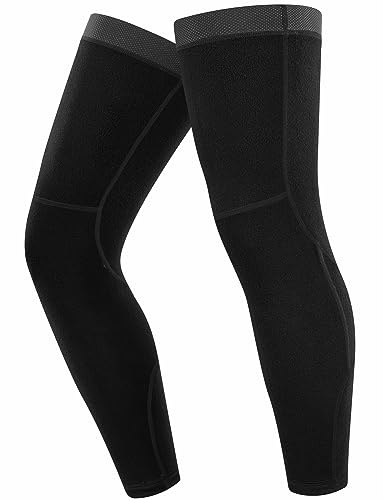 qualidyne Cycling Leg Warmers Fleece Lined Thermal Long Leg Sleeves Cycling Bicycle MTB Riding Leg Warmers