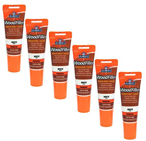 Elmer's E855 Carpenter's Wood Filler, 3.25-Ounce Tube, White - 6 Pack