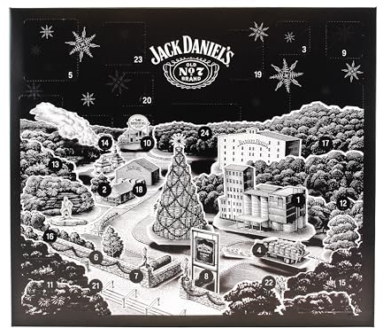 Jack Daniel’s Holiday Coutdown 2025 | Limited Edition Whiskey Gift Set with 18 Miniature Bottles & Exclusive Collectibles | Christmas Alcohol Advent Calendar & Premium Present for Men & Women