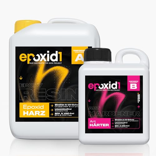 epoxid1® -ART- Epoxidharz mit Härter 2,1kg Set | glasklar & blasenfrei | ideal für Resin-Kunst bis 2cm | Für Anfänger & Profis | Premium Qualität Made in Germany