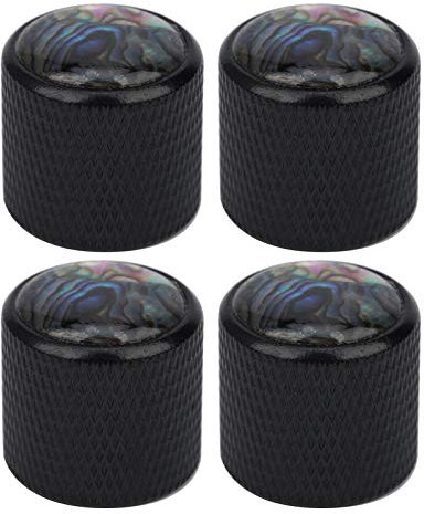 4 Stück Gitarren Potiknöpfe, Metall Volume Tone Dome Knob, Gitarre Lautstärkeregler Zylinderknöpfe für Strat Tele E-Gitarre oder Precision Bass(Schwarz)