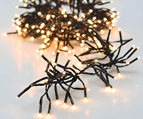 LED Weihnachtsbaum Lichterkette warm weiß - 4 m / 576 LED - Büschel Lichterkette mit Speicherchip und 8 Funktionen - für den Innen- und Außenbereich