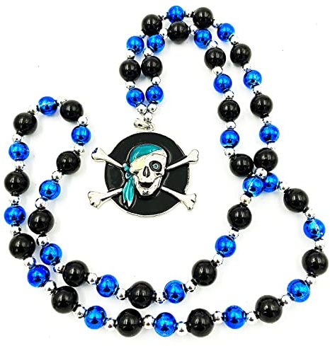 Gasparilla Pirate Metal Medallion Mardi Gras Bead Necklace Spring Break Cajun Carnival Festival New Orleans Beads