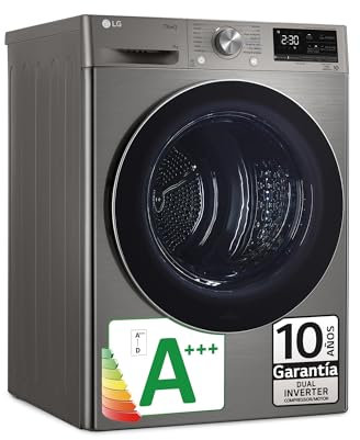 LG RH90V9PV2N Secadora de Ropa, 9Kg, Bomba de Calor Dual Invert, Carga Frontal, Clasificación C, Sensor de Secado, Serie 900, Inox Antihuellas