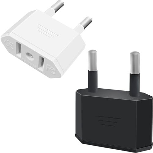 Tixlux 2 Pièces Adaptateur Prise USA, US vers France Adapter, fiche d'adaptation USA Deutschland Stecker, fiche de Voyage US vers EU, Adaptateur US vers EU, Adaptateur USA Prise, Adaptateur EU Prise