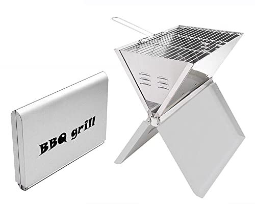 Barbacoa de carbón vegetal plegable barbacoa barbacoa barbacoa de carbón vegetal plegable barbacoa camping barbacoa de mesa de acero inoxidable, para camping al aire libre, pícnic, barbacoa plegable