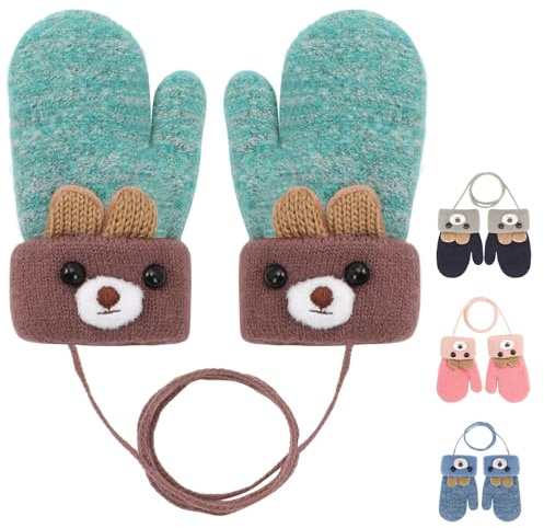 Becellen Manoplas Cálidos Bebé, Invierno Colorful Manoplas con Cuerda Forro Polar Guantes on Forro Polar Punto Elásticas Protección Fría Manoplas para 0-3 Años Niños Niñas