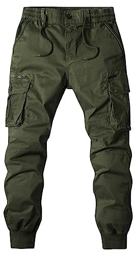 Herren Cargohosen Taktische Hose mit Mehreren Reißverschluss Taschen Militär Outdoorhose 2024 Freizeithose Haremshose Leichte Arbeitshosen Comfy Chino Hose Wanderhose Jagdhose(#B Dark Green,32)