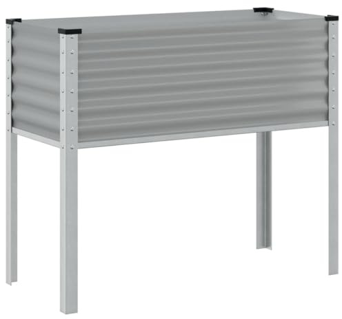 vidaXL Pflanzkübel Grau 100x45x90 cm Stahl, Pflanzgefäß, Tomaten Pflanzkübel, Kräuterbeet, Blumenkasten, Pflanzkasten