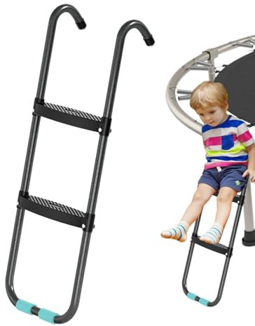Escalador de trampolín – Juego de escaleras para cama elástica | Escalera de acero resistente a la corrosión de 2/3 peldaños anchos con peldaños anchos antideslizantes