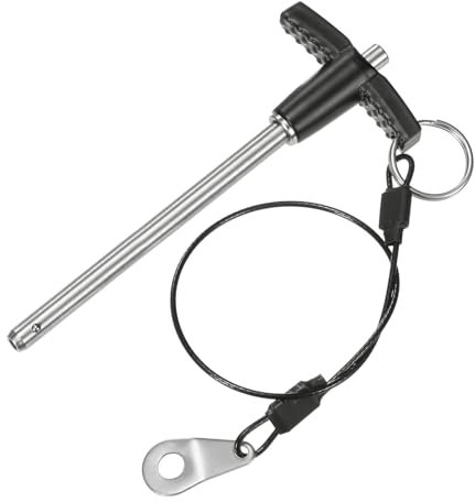 M METERXITY Goupille de Verrouillage de Poignée T, 6mm Diamètre, 80mm Long d'Utilisation Bouton-Poussoir Goupilles Verrouillage à Dégagement Rapide avec Câble Longe [Acier Inoxydable 304]