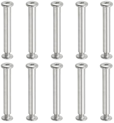 PATIKIL Hex Chicago Screws, 20 Set Binding Screw Posts M6 x 50 mm Connecting Hex Drive Socket Cap Bolt Nuts for Scrapbook Leather Belt Album Photo Furniture Repair, Silver