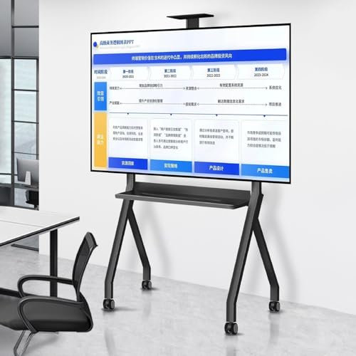 Mobile TV Stand, Large Portable TV Stand on Wheels, Heavy Duty TV Stand Height Adjustable for Flat/Curved Screen TV Gaming Console Display(Black,55-100inch)