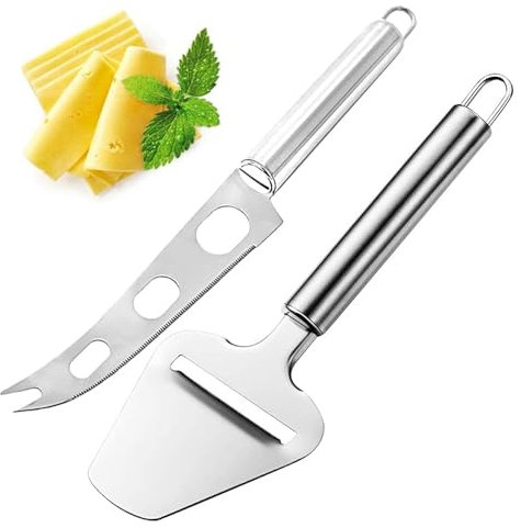 Set di Coltelli da Formaggio in Acciaio Inossidabile,2 Pezzi:Coltello da Formaggio e Paletta per Formaggio,Utensili Professionali per Formaggi a Pasta Dura e Molle,per Amanti del Formaggio
