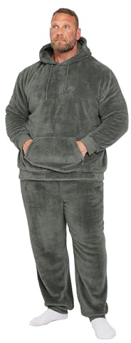 BadRhino Big & Tall Charcoal Super Soft Borg Lounge Set - Men's - Plus Size Curve