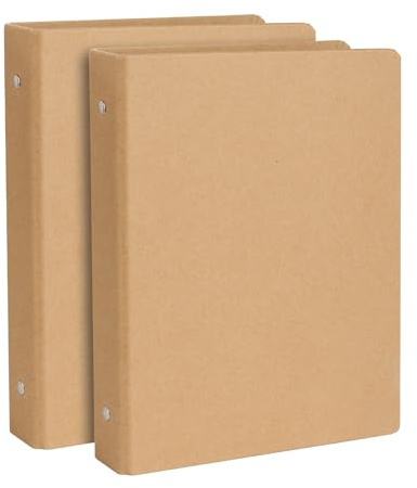 A5 Kraft Binder 6-Holds Round Ring Binder 2 Pack, Durable Binding Hard Cover Protector for Journal,Notebook,Inserted Sheets and Refill Paper,Fit for A5 6-Hole Paper,holds 200 Sheets Capacity (A5 Size)