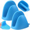 Retoo 2 guanti da forno in silicone, resistenti al calore da -40 °C a +220 °C, guanti da pentola, impugnatura per dita, guanti in silicone, scarpe da forno per cuocere, grigliate, barbecue, blu